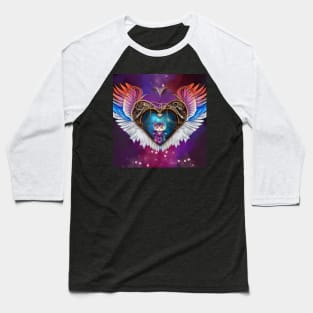 The elegant heart with wings and kitten Baseball T-Shirt